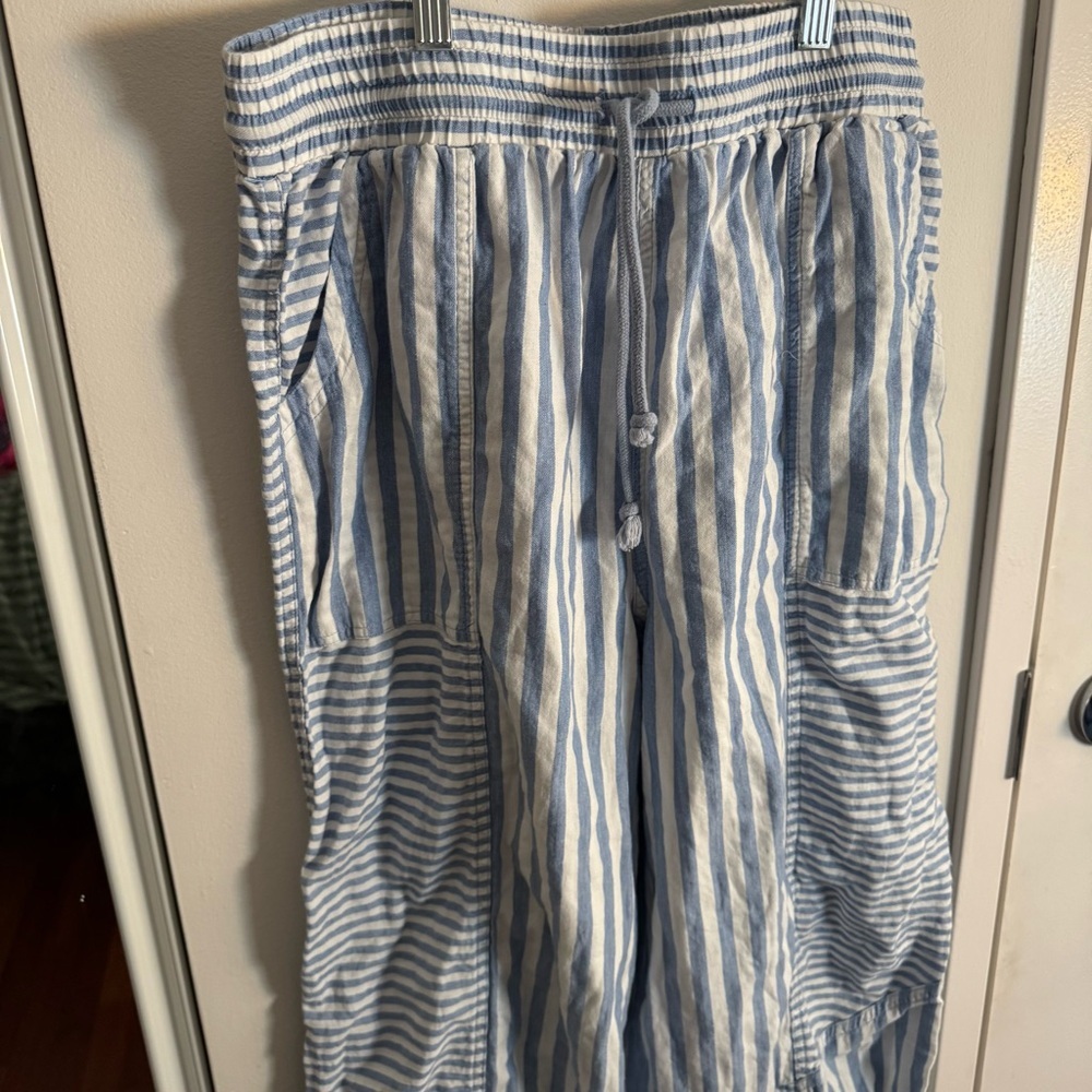 Promesa Jump for Joy Striped Drawstring Parachute Balloon Pants - Blue & White - Picture 6 of 8